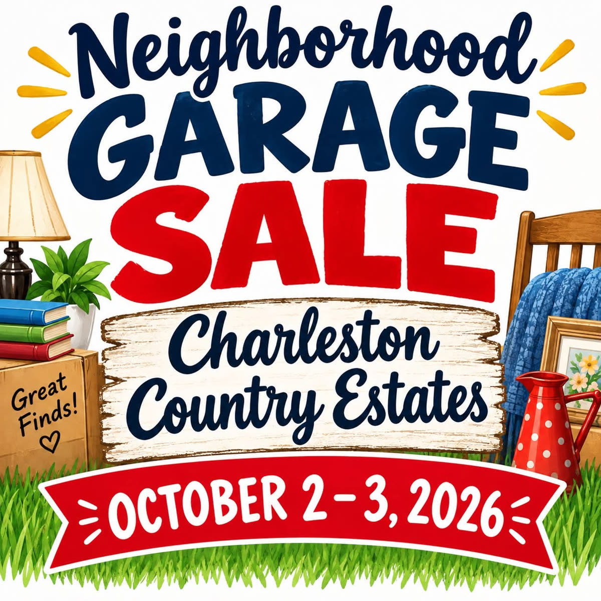 Neighborhood Garage Sale flyer for Charleston Country Estates, October 2–3, 2026